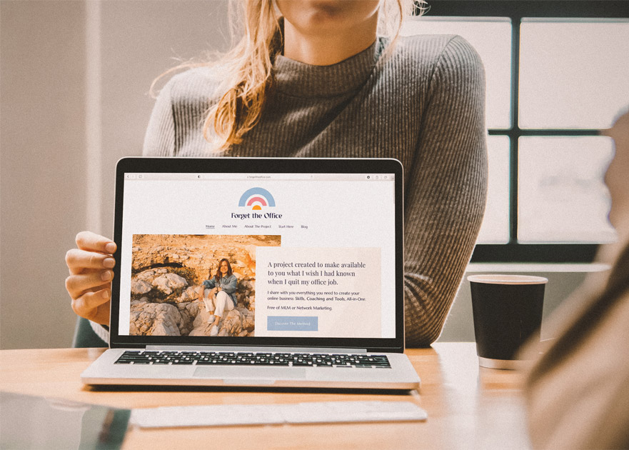 Merce reviewing marketing performance on a laptop