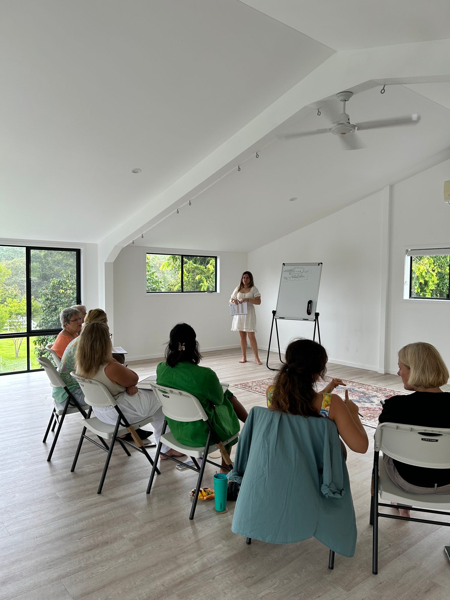Merce teaching a live Forget the Office workshop
