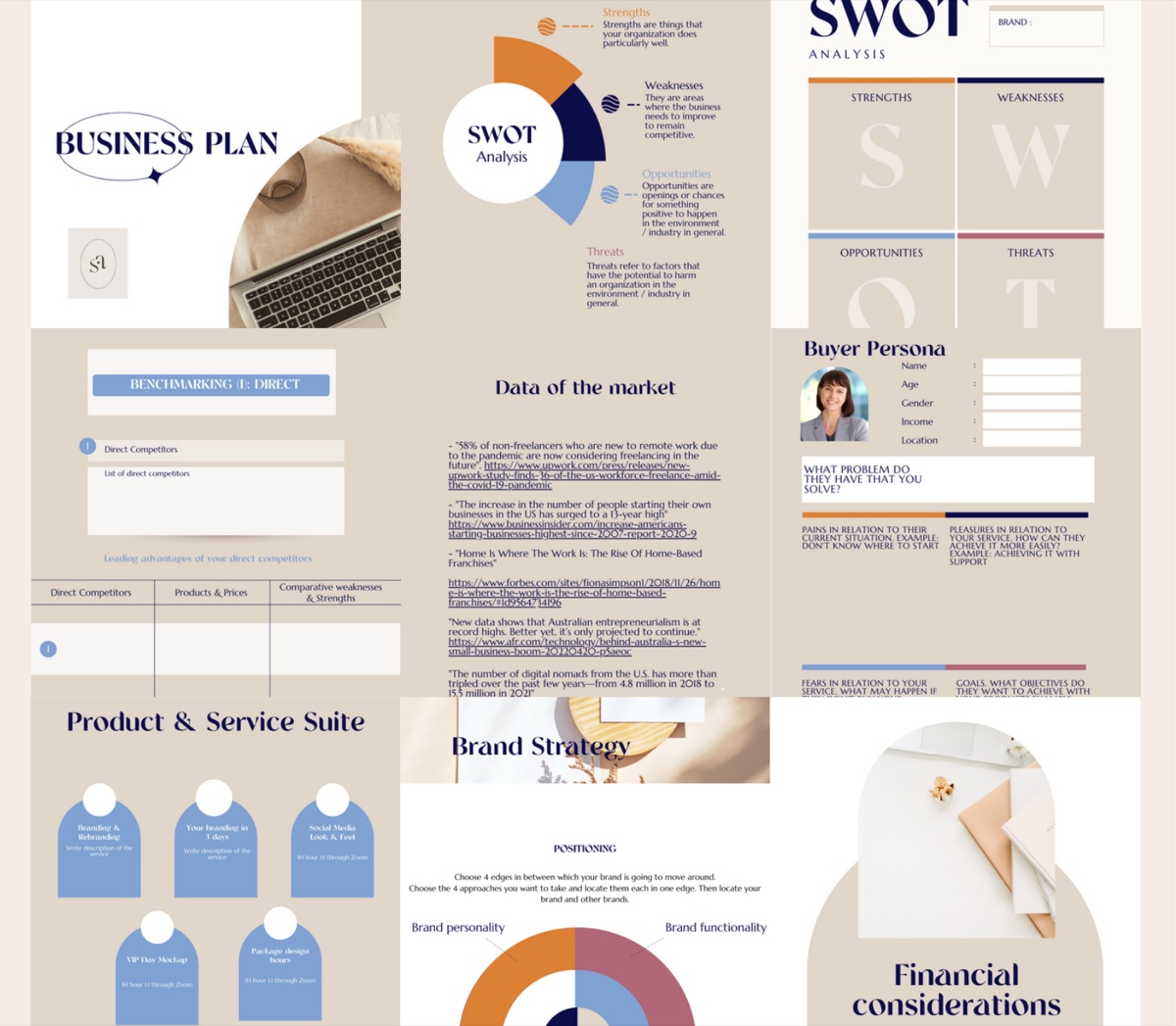 Business plan and brand strategy deck created for a design studio